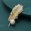Sparkling Alloy Zircon Feather Brooch Pin For Coats And Suits view 3