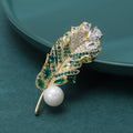 Sparkling Alloy Zircon Feather Brooch Pin For Coats And Suits view 1