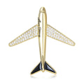 Gold Plated Alloy Zircon Airplane Brooch For Suit Apparel view 1