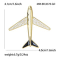 Gold Plated Alloy Zircon Airplane Brooch For Suit Apparel view 6