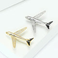 Gold Plated Alloy Zircon Airplane Brooch For Suit Apparel view 4