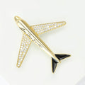 Gold Plated Alloy Zircon Airplane Brooch For Suit Apparel view 2