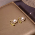 Elegant Vintage Gold Alloy C-Shaped Ear Cuff Clips With Freshwater Pearl Minimalist Statement Earrings view 1