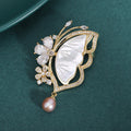 Alloy Zircon Shell Butterfly Brooch For Elegant Women's Clothing Accessories view 1