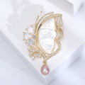 Alloy Zircon Shell Butterfly Brooch For Elegant Women's Clothing Accessories view 4