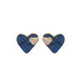 Vintage Hong Kong Style Marbled Enamel Double Heart Alloy Silver Needle Sweet French Luxury Stud Earrings view 5
