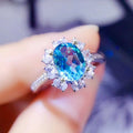 New Colorful Gemstone Jewelry Ring For Women, Sparkling Aquamarine Zircon Trendy Statement Ring view 2