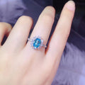 New Colorful Gemstone Jewelry Ring For Women, Sparkling Aquamarine Zircon Trendy Statement Ring view 4