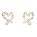 Fashion Autumn Winter Heart Stud Earrings For Women, Korean Faux Pearl Heart Earrings Jewelry view 4