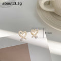 Fashion Autumn Winter Heart Stud Earrings For Women, Korean Faux Pearl Heart Earrings Jewelry view 5
