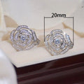 3D Rose Flower Stud Earrings For Women, Sweet Elegant Fairy Style Versatile Fashion Ear Jewelry view 5
