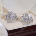 3D Rose Flower Stud Earrings For Women, Sweet Elegant Fairy Style Versatile Fashion Ear Jewelry view 1