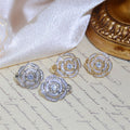 3D Rose Flower Stud Earrings For Women, Sweet Elegant Fairy Style Versatile Fashion Ear Jewelry view 3