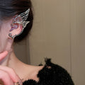 Butterfly Fairy Metal Stud Earrings With Ear Cuff, Minimalist Cool Style Women's Jewelry view 3