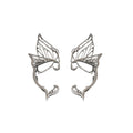 Butterfly Fairy Metal Stud Earrings With Ear Cuff, Minimalist Cool Style Women's Jewelry view 5