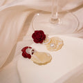 Vintage French Rose Stud Pearl Shell Drop Elegant Alloy Women's Fashion Earrings view 4