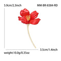 Zircon Red Hibiscus Flower Brooch Pin For Suit Decoration view 5