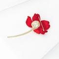 Zircon Red Hibiscus Flower Brooch Pin For Suit Decoration view 4