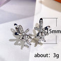 Korean Cute Copper Inlaid Zircon Flower Drop Earrings For Women High Quality Floral Ear Jewelry view 5