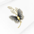 Alloy Fabric Zircon Butterfly Brooch Pin For Dress Suit Decoration view 3