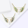 Enamel Zircon Angel Wing Brooch Pin With Natural Pearl view 3