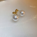 Gold Plated Alloy Pearl Stud Earrings With Silver Pins, French Vintage Round Geometric Elegant Style view 2