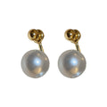 Gold Plated Alloy Pearl Stud Earrings With Silver Pins, French Vintage Round Geometric Elegant Style view 5