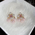 Vintage Palace Style Alloy Drop Earrings With Gold Plated Silver Pins Square Zircon Pearl Tassels view 3