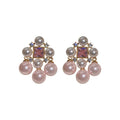 Vintage Palace Style Alloy Drop Earrings With Gold Plated Silver Pins Square Zircon Pearl Tassels view 5