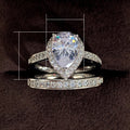 Champagne Gold Plated Copper Stack Ring Set For Women With Pear Cut Micro Pave Zircon view 5