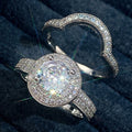Micro Pave Zircon Curved Ring Two Piece Set For Women, New Hot Selling Jewelry With Individual Packaging view 2