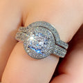 Micro Pave Zircon Curved Ring Two Piece Set For Women, New Hot Selling Jewelry With Individual Packaging view 4