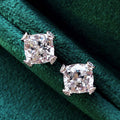 Classic Four Prong 8x8mm Zircon Stud Earrings For Women Sparkling Simulated Diamond Jewelry view 2