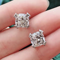Classic Four Prong 8x8mm Zircon Stud Earrings For Women Sparkling Simulated Diamond Jewelry view 3
