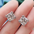 Classic Four Prong 8x8mm Zircon Stud Earrings For Women Sparkling Simulated Diamond Jewelry view 4