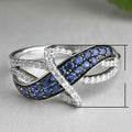 Blue Zircon Copper Plated Creative Geometric Line Index Finger Ring For Women view 5