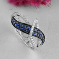 Blue Zircon Copper Plated Creative Geometric Line Index Finger Ring For Women view 2