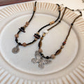 Ethnic Style Acrylic Rice Bead Butterfly Round Pendant Clavicle Sweater Necklace view 2