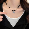 Ethnic Style Acrylic Rice Bead Butterfly Round Pendant Clavicle Sweater Necklace view 3