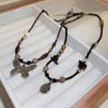 Ethnic Style Acrylic Rice Bead Butterfly Round Pendant Clavicle Sweater Necklace view 4