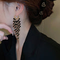 Black Faux Crystal Geometric Round Copper Drop Earrings Elegant European Style Jewelry view 3