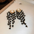 Black Faux Crystal Geometric Round Copper Drop Earrings Elegant European Style Jewelry view 2