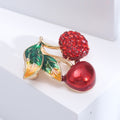 Alloy Enamel Rhinestone Cherry Brooch For Women's Clothing Decoration view 4