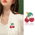 Alloy Enamel Rhinestone Cherry Brooch For Women's Clothing Decoration view 2
