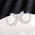 Korean Marquise Cubic Zirconia Hoop Earrings Leaf Arc Wreath Stud Earrings For Women view 3