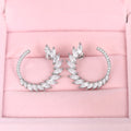 Korean Marquise Cubic Zirconia Hoop Earrings Leaf Arc Wreath Stud Earrings For Women view 2