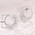 Korean Marquise Cubic Zirconia Hoop Earrings Leaf Arc Wreath Stud Earrings For Women view 5