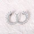 Korean Marquise Cubic Zirconia Hoop Earrings Leaf Arc Wreath Stud Earrings For Women view 4
