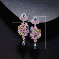 Colorful Zircon Flower Earrings, 3D Camellia Dangle Jewelry For Women European Style view 5
