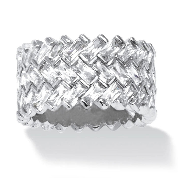 Electroplated Copper T Square Zircon Ring For Women Half Circle Rhinestone Luxury Fashion Jewelry